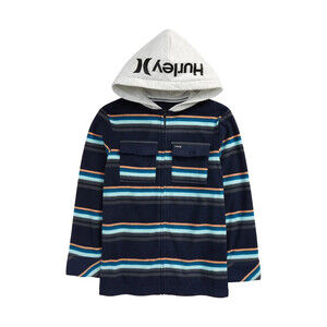 Hurley Kids' Polar Fleece Hooded Jacket In Obsidian Size XL